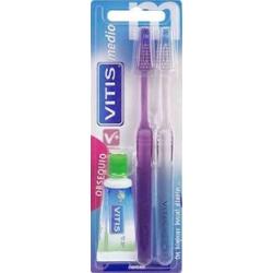 Vitis Szczoteczka do zębów Duplo Medium + Przeciwpróchnicowa 15ml
