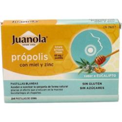 Juanola Propolis Miód i Cynk 24 Gumy do żucia o smaku eukaliptusa