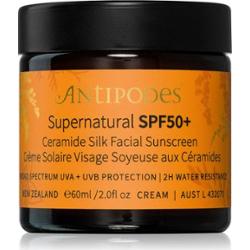 Antipodes Supernatural SPF50+ Jedwabisty krem przeciwsłoneczny do twarzy z ceramidami 60ml