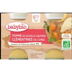 Babybio Słoiki Owocowe - 6 miesięcy i więcej - Jabłka, Klementynki - ORGANICZNE 2x130 g