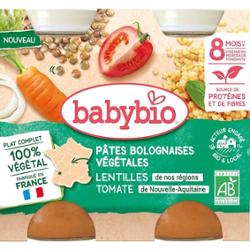 Babybio Midi Wegetariańskie Słoiki Makaron Warzywny Bolognese - 8 Miesięcy i + - Soczewica, Pomidor 2x200g