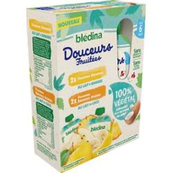 Blédina Dolce Frutta Jabłka Banany z Mlekiem Migdałowym – Jabłka Banany Ananas z Mlekiem Kokosowym 4x90g