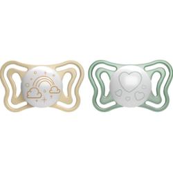 Chicco Physio Light Physio Forma Smoczek na noc 2-6 m złoty/zielony 2 szt