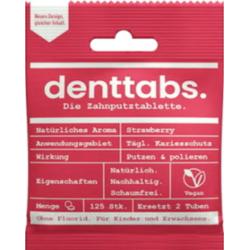 Denttabs. Tabletki do zębów bez fluoru o smaku truskawkowym 125 sztuk.