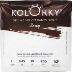 Kolorky Deluxe Velvet Pants Night Sleepy jednorazowe pieluchomajtki na noc L 8-13 kg 19 szt.