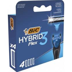 Bic Wkłady do maszynki do golenia Razor Hybrid3 Flex 3 ostrza, 4 sztuki.