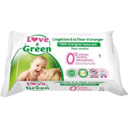 Love&Green ORGANICZNE Chusteczki z kwiatem pomarańczy do skóry wrażliwej x64