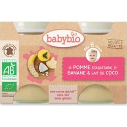 Babybio Słoiki owocowe - 6 miesięcy i więcej - Jabłko, banan i mleko kokosowe - ORGANICZNE 2X130G