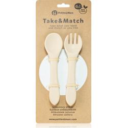 Petite&Mars Take&Match Silikonowe sztućce Desert Sand 6 miesięcy+ 2 sztuki