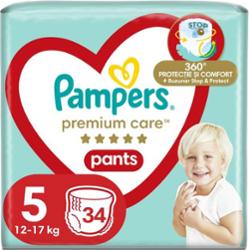 Pampers Spodnie Premium Care Junior Rozmiar 5 Jednorazowe pieluchomajtki Pull-Up 12-17 kg 34 sztuki