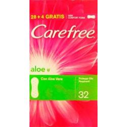 Carefree Wkładki higieniczne o delikatnym zapachu aloesu 28 + 4 Salva Poślizg
