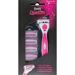 Wilkinson Sword Maszynka do golenia Quattro Women's Aloe & Vitamin E + 4 wymienne ostrza