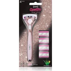 Wilkinson Sword Maszynka do golenia Quattro dla kobiet w kolorze różowego złota + 4 wymienne głowice