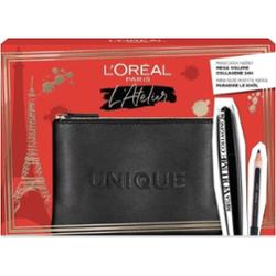Zestaw L'Oreal Paris: L'Oreal Paris Kajal Czarna kredka do oczu 1,5 g + Mega Volume Collagen 24 hours Waterproof Mascara Mega Black 9 ml + Czarna torb