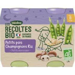 Blédina ORGANICZNE Zbiory Od 8 miesiąca - Wazony Wieczorne - Groch Grzyby Ryż 2x200g