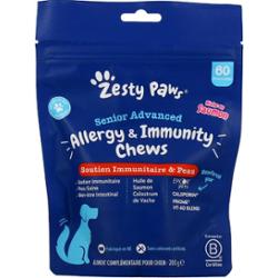 Zesty Paws Senior Advanced - Gryzaki na alergie i odporność - Wsparcie odporności i skóry - 60 przysmaków z łososia