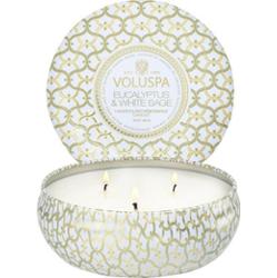 Voluspa 3-Wick Tin Candle Eucalyptus And White Sage 40h